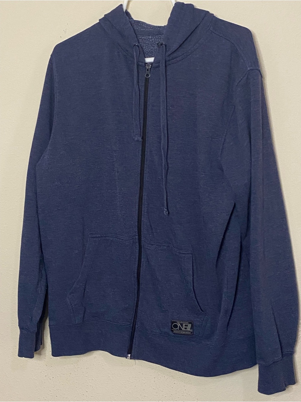 O'Neill XL Men's Solid Blue Hoodie Full Zip Pockets Skater Surfer Beach